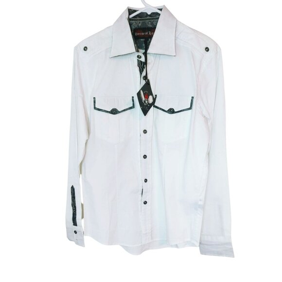 House of Lords Mens White Shirt Small Button Up Long Sleeve Casual - Picture 1 of 7